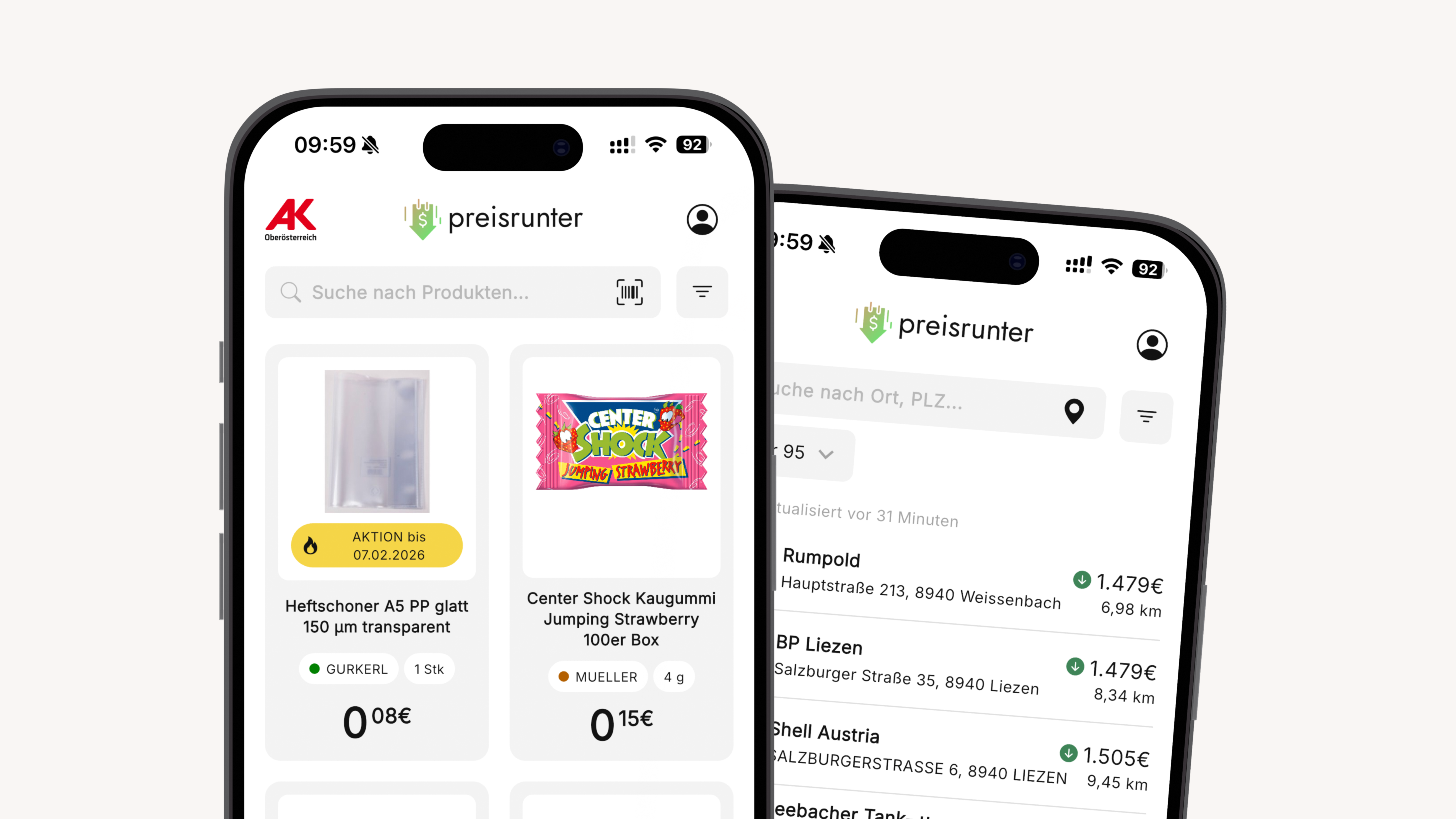 Preisrunter App Screenshots